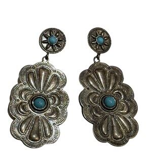 Western Turquoise Style Statement Dangle Earrings Boho